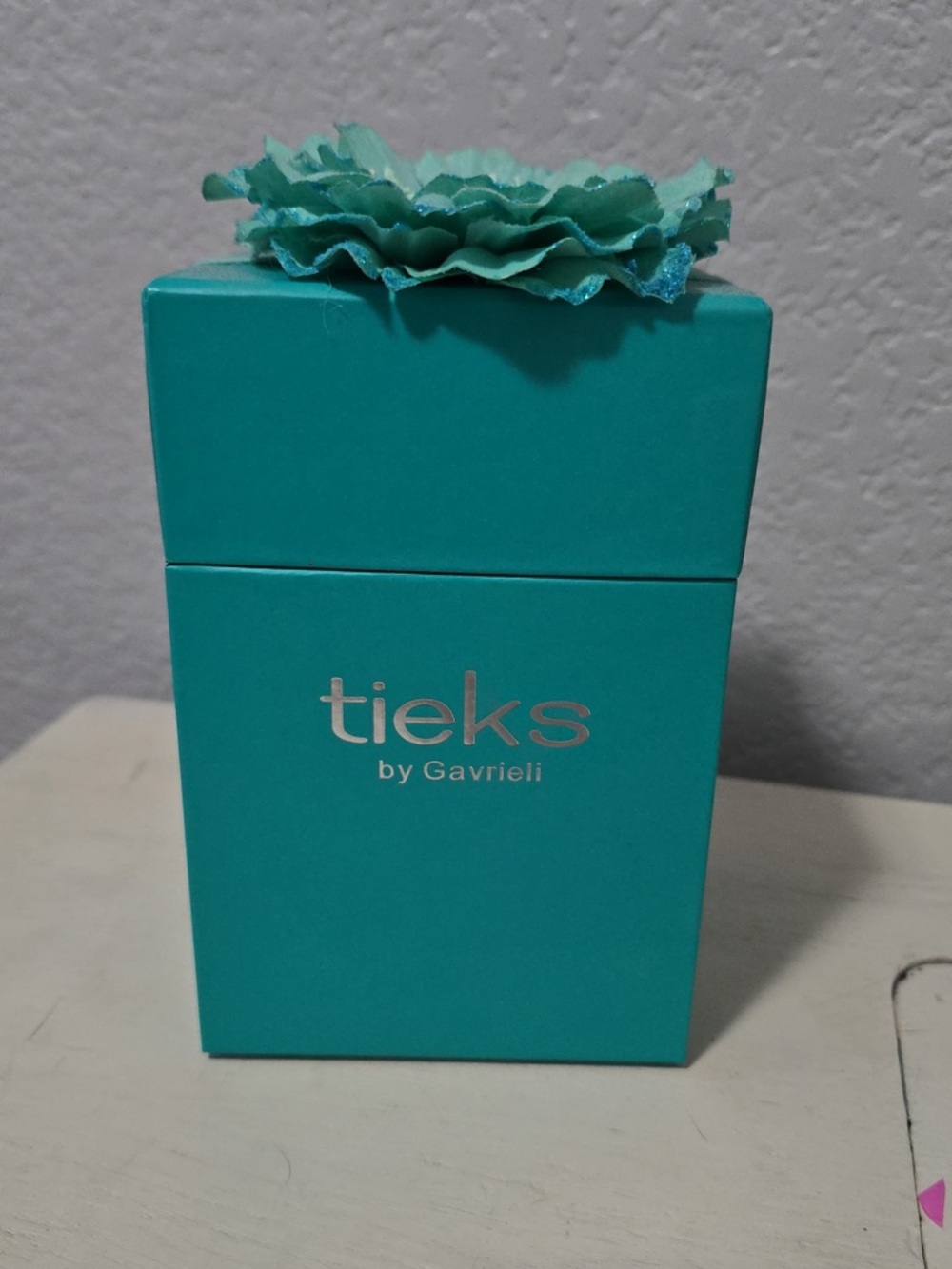 Tieks box with teal flower